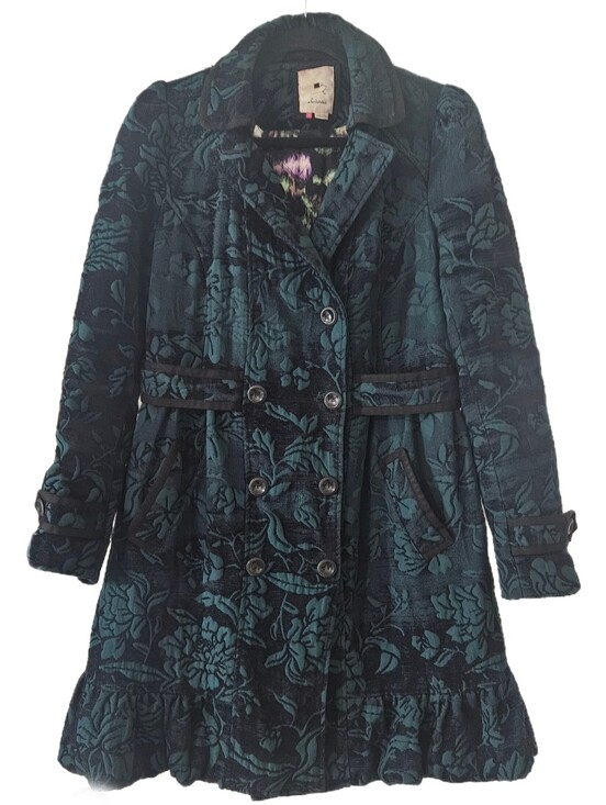 Anthropologie Jackets & Blazers - VTG Anthropologie Elevenses Brocade Ruffle Trench Co Size 12